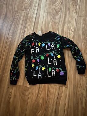Black Holiday 'Fa La La' Sweater with Colorful Lights